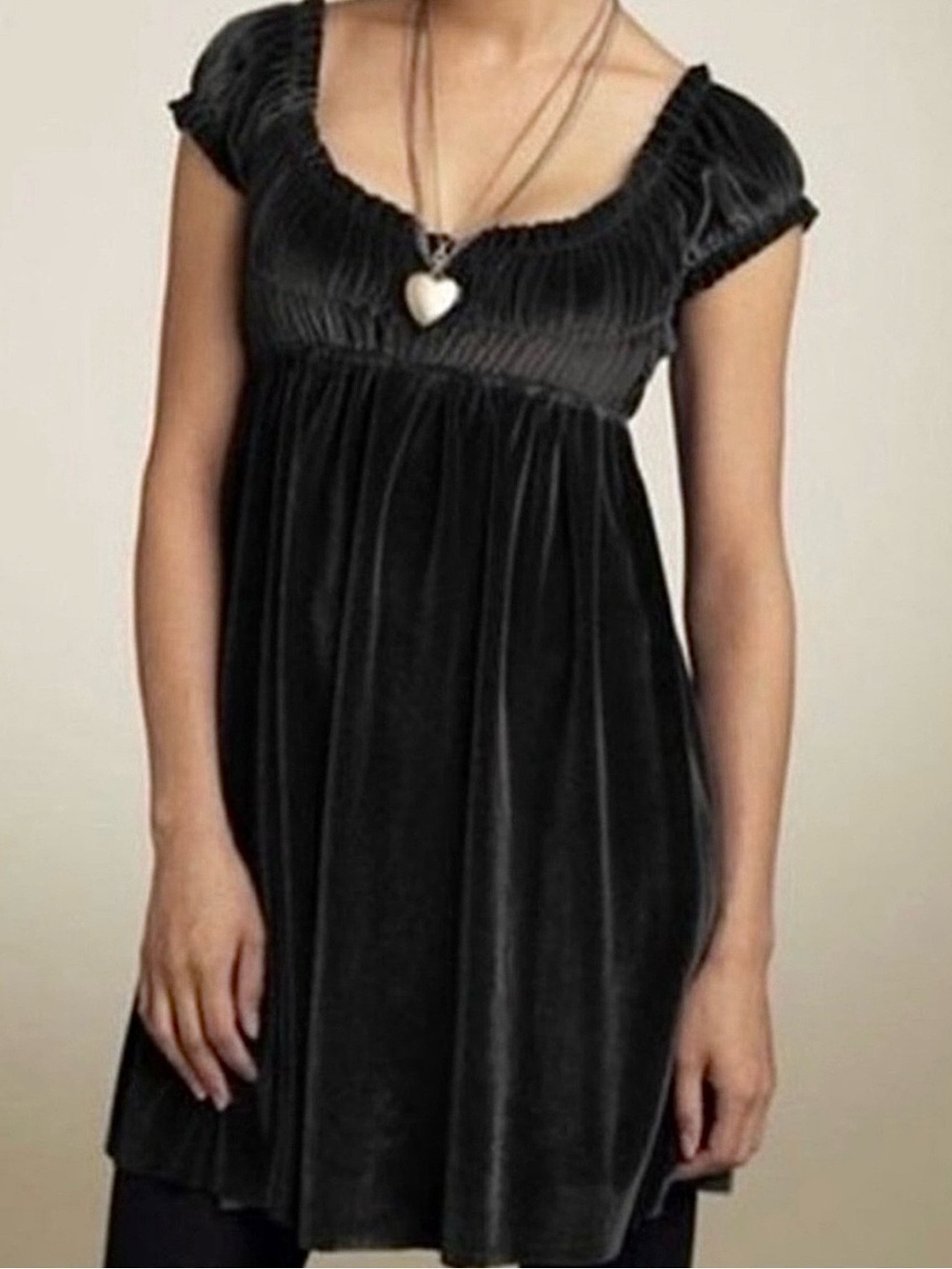Free People Black Velvet Mini Babydoll Dress Whimsigoth Fairy Grunge Size S